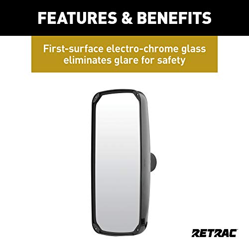 RETRAC 610872 Aerodynamic 8 x 17-Inch Plastic West Coast Mirror Head, Fits 3/4 to 1-1/4-In Tube, Universal Driver or Passenger Side, Chrome