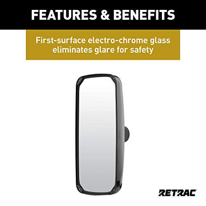 RETRAC 610872 Aerodynamic 8 x 17-Inch Plastic West Coast Mirror Head, Fits 3/4 to 1-1/4-In Tube, Universal Driver or Passenger Side, Chrome