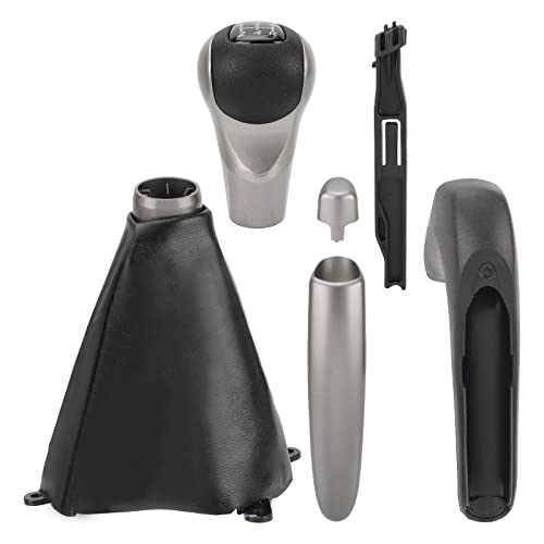 AUTOKAY Set of 3 Parking Brake Handle Grip Knob Set Fits for Honda Civic 2006-2011 Manual Gear Stick Shift Shifter Knob Head with 5 Speed and Boot Dust Cover PU Leather