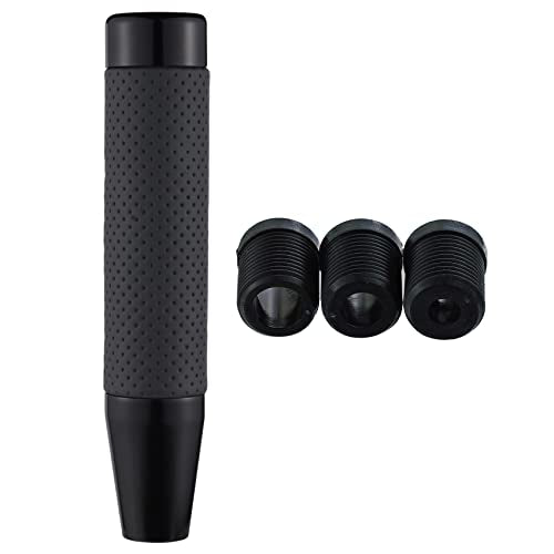 Abfer Weighted Shift Knob Long Stick Gear Shifter Lever Leather Shift Knobs with Adapter for Most Automatic Manual Vehicle Trucks, Black - color: black-1