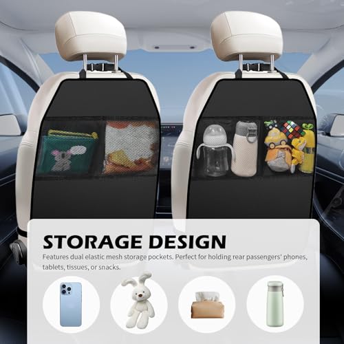2PCS 2026 New Car Seat Back Protector,Hanging Back of Seat Protector with Mesh Pockets to Avoid Scratches & Stains,Universal Kick Mats Backs Seats Protectors for Most Cars & SUVs