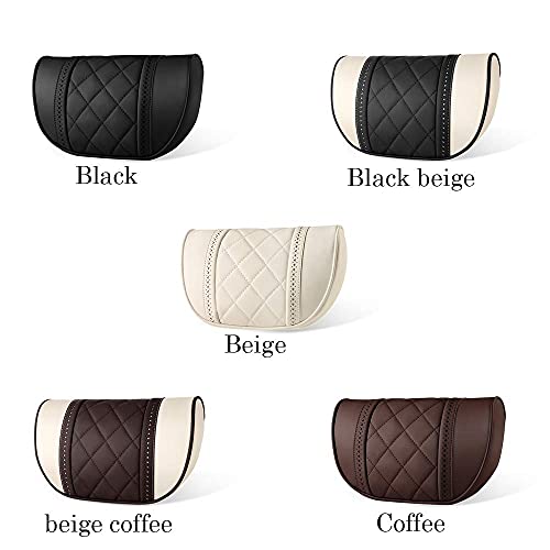 LUNDA Luxury Car Neck Pillow Car Travel Neck Rest Pillows Seat Cushion Support Napa Leather for Mercedes Benz S-Class headrest （Beige） - color: Beige