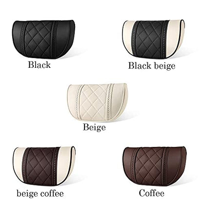 LUNDA Luxury Car Neck Pillow Car Travel Neck Rest Pillows Seat Cushion Support Napa Leather for Mercedes Benz S-Class headrest （Beige） - color: Beige