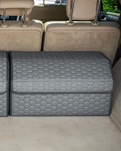 Owleys Foldable Trunk Organizer For Car - Trunk Organizers Car Storage - Collapsible Auto Trunk Organizer With Lid - Small And Large Cargo Organizer - Trunk Organization (Gray 21) - color: Gray 21