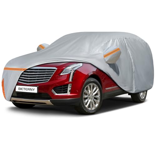 Car Cover for 2016-2025 Cadillac XT5, Waterproof Custom-fit Sun Rain Dust Snow Wind All Weather Protection Outdoor XT5 Full Car Cover with Cotton Lining and Door Zipper-Gray - size: XT5 Cover