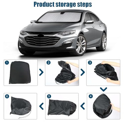 6 Layers Custom Fit Windshield Sun Shade for 2016-2024 Malibu, Foldable Car Sunshade with Storage Bag, Heat Reflective & UV Protection - size: 2016-2024 Chevrolet Malibu