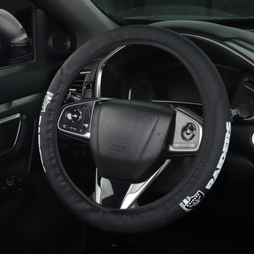 for Raiders Car Steering Wheel Cover, 14-15 Inch Leather Grip | Non-Slip & Sweat-Resistant Design, Fit for Most Cars, SUVs, Trucks (SWC-BTX) - size: SWC-BTX
