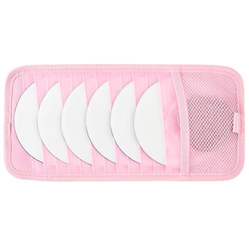 CREATCABIN Pink Car CD Case Holder DVD Vehicle Visor Storage Organizer with 12 DVD Storage Sleeves 1 Mesh Pocket 1 Pen Holder and Elastic Strap Multi-Function Sun Visor Organizer for Cars 12.6x6Inch - color: Pink