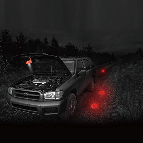 Ecoangel USB Rechargeable LED Road Flares Emergency Lights-Roadside Warning Car Safety Beacon Flashing Disc Flare Kit with Magnetic Base for Vehicles & Boat | 12 Beacon Disc Pack - color: 12