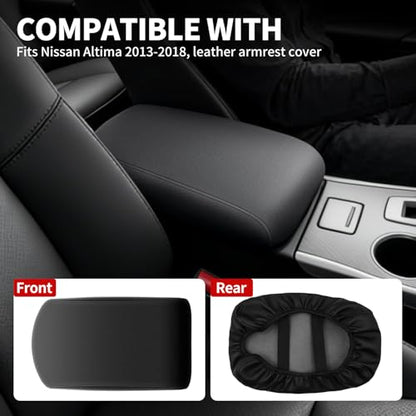 Center Console Armrest Cover Compatible with Nissan Altima 2013-2018 Accessories, Premium Leather Arm Rest Cover Pad, Car Middle Console Cover (Black) - size: 2013-2018 Nissan Altima