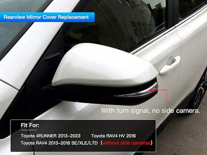Passenger Right Side Mirror Cover Cap Compatible with Toyota Rav4 2013-2018 XLE/SE/LTD, 4RUNNER 2013-2023,RAV4 HV 2016 - Without Side Camera Models, Pearl White - color: Pearl White, size: Right Passenger Side