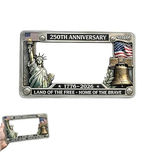 250th Anniversary Commemorative License Plate Frame, 1776–2026 USA 250 Year American Car Plate Frame, Patriotic Car Tag Holder for Cars Trucks SUV (1PC) - color: 1PC