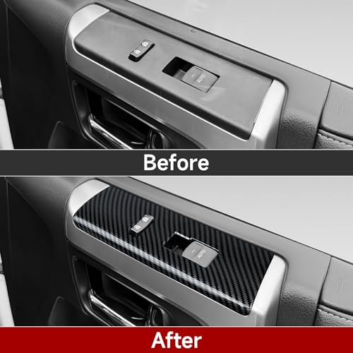 Car Window Lift Switch ABS Sticker Carbon Fiber Decal Cover Interior Trim Accessories for Toyota 4Runner SUV 2010-2025 Black - color: Window Lift Switch