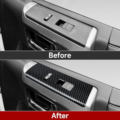 Car Window Lift Switch ABS Sticker Carbon Fiber Decal Cover Interior Trim Accessories for Toyota 4Runner SUV 2010-2025 Black - color: Window Lift Switch