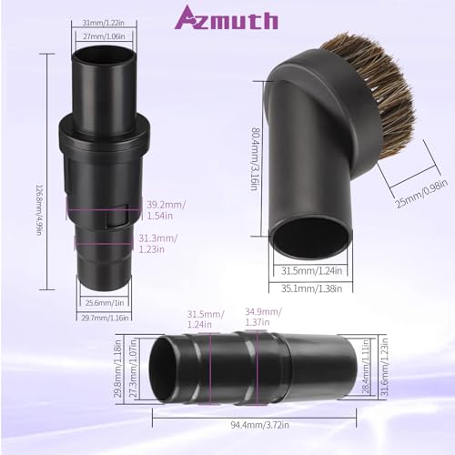 25mm Horse Hair Round Dust Brush, 1.25" Vacuum Brush Attachment with 2Vacuum Hose Adapter for Shark Vacuum Attachment and Most Household Vacuum Cleaners - 3 Pcs - style: 3-Pack