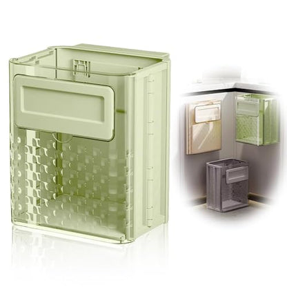 Green Foldable Transparent Rectangular Kitchen Trash Can, 6.89L Capacity, Ideal for Cabinets/Cars/Bedrooms/Bathrooms - color: Green