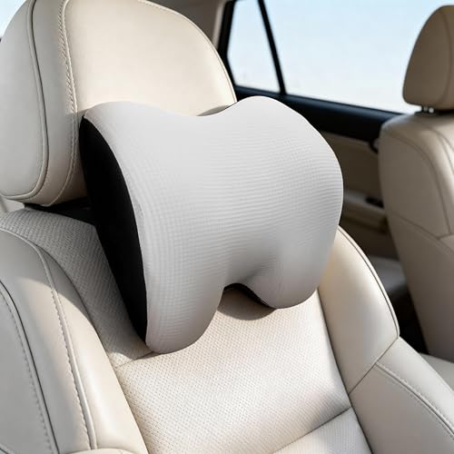 Make Comforting Car Headrest Pillow, Car Pillow for Driving with Adjustable Strap, 100% Memory Foam Neck Cushion, Breathable Removable Cover & Ergonomic Design - Car Neck Pillow(Moonlight-Silver, 1PC) - color: Pack of 1/Moonlight-silver/Make Comforting