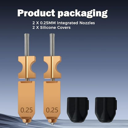 2PK 0.25MM AD5X Nozzle for Falshforge AD5X Hotend High Flow 32mm³/s Nozzle High Speed Fast Print Head Replacement Assembled Extruder All Metal Quick Detachable Integrated Nozzle - style: 0.25MM Hotend(2PK)