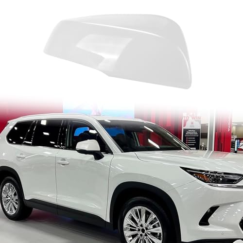 White Right Passenger Side Replacement Mirror Cover Cap Housing for 2020-2025 Toyota Highlander, Toyota Grand Highlander and Toyota Corolla Cross (With Turn Signal Light Model) - color: White-Right