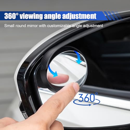 2PCS Car Blind Spot Mirrors, 2-in-1 Rain Eyebrow Reversing Side Rearview Mirror, 360° Adjustable Reflective Protective Cover, Universal for Most Cars