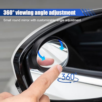 2PCS Car Blind Spot Mirrors, 2-in-1 Rain Eyebrow Reversing Side Rearview Mirror, 360° Adjustable Reflective Protective Cover, Universal for Most Cars