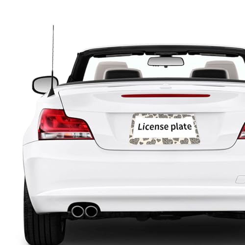 Leopard Print License Plate Frame Boho Cheetah Animal Heart Love Personalise Stainless Steel Funny Design Compatible with Standard License Plate Holder for USA and Canada 6.3 x 12.2 in - color: Leopard Print, size: 6.3 X 12.2 In-1PC