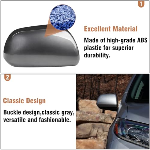 Moonlinks Compatible with Toyota Sienna 2012 2013 2014 2015 2016 2017 2018 2019 2020 Right Passenger Side Mirror Cover Replacement, Gray Right Side Clip-on Mirror Cap Replaces for 87915-08021-B1 - color: Right Gray