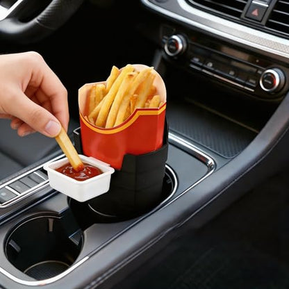 French Fry Holder and Sauce Holder Set for Car – Multifunctional Car Storage Organizer, Fun White Elephant Gift for Adults Stocking Stuffer for Men and Women