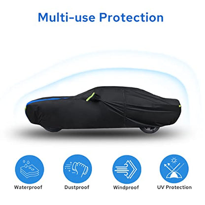 Avecrew Dodge Challenger Car Cover Waterproof All Weather for Automobiles, Outdoor Full Exterior Covers Fit 2008-2026 Dodge Challenger with Windproof Strap and Driver Door Zipper - size: Fit Dodge Challenger