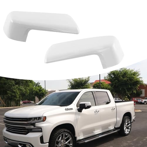 Mirror Cover Caps Compatible with GMC 2019-2025 Chevy Silverado 1500 and GMC Sierra 1500 Accessories (White) - color: White