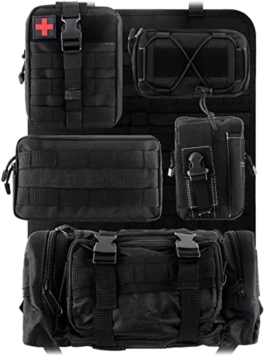 Z8 Tactical Front Seat Back Storage Bag/Hanger Bag Organizer with 5 Bags,Universal fits for All Vehicel - color: Black