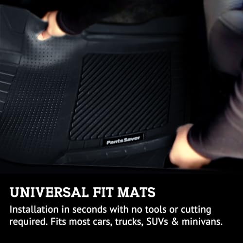 PantsSaver New Generation Car Mats – All-Weather, Heavy Duty, Waterproof, Anti-Slip Rubber Floor Liners for Cars, Trucks, SUVs, Minivans & More 4 Piece Set, Black - color: Black