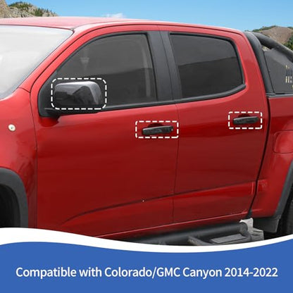 RAZPOY Carbon Fiber Door Handle Cover Rearview Mirror Cover Trim Kit Compatible with Chevy Colorado & GMC-Canyon 2014-2022 - color: Carbon Fiber
