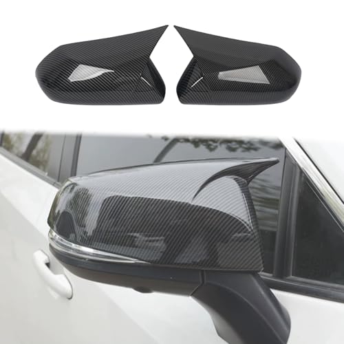 2 Pieces Rearview Mirror Covers suitable for Toyota RAV4 2020 2021 2022 2023 2024 Anti-Scratch Car Rearview Mirror Frame Replacement Decoration Sports Accessories -Carbon fiber - color: Carbon fiber, size: 2020-2024 for RAV4 with horns
