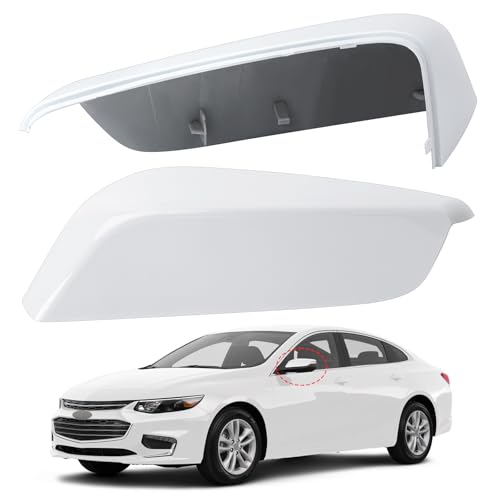 Driver Side Mirror Cover Replacement for Chevrolet Chevy Malibu 2016 2017 2018 2019 2020 2021 2022 2023 2024 2025 - Left Side Mirror Covers, Rear View Mirror Cap Accessories White - color: White, size: Driver Side (Left)