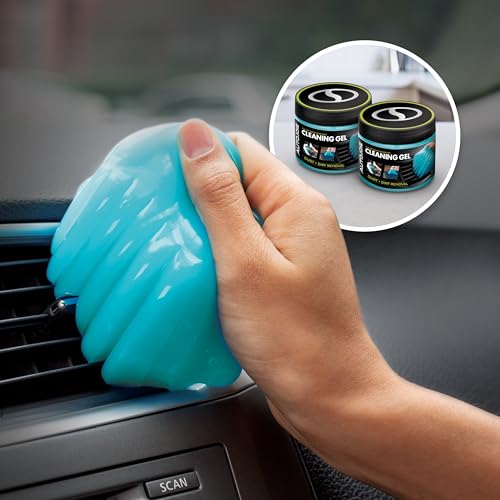 AUTO JOE Car Cleaning Gel, Automotive Dust Car Crevice Cleaner, Slime Auto Air Vent and Interior Detail Removal, Car Putty and Keyboard Cleaner (2-Pack, Unscented)
