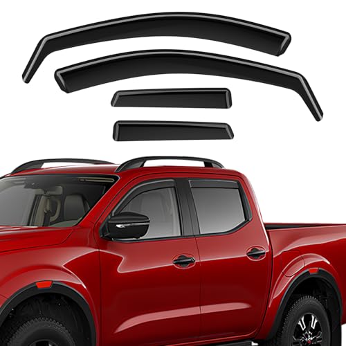 in-Channel Rain Guards Compatible with Nissan Frontier Crew Cab 2022 2023 2024 2025 2026, Durable Side Windows Visor Wind Deflectors 2022-2026 Frontier Rain Guard 4 PCS - size: 2022-2025 Nissan Frontier Crew Cab (In-Channel)