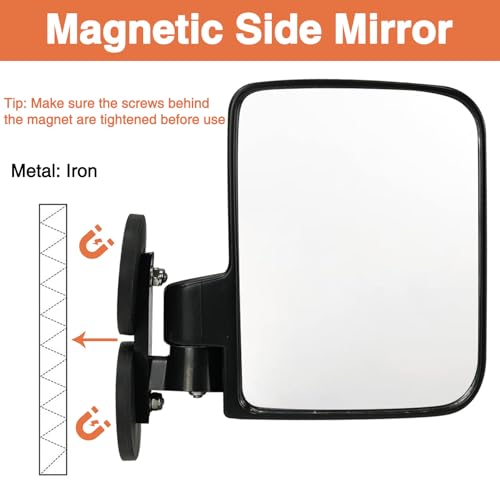 1 Pair Universal Tractor Mirrors Strong Magnetic Side View Mirrors for Tractors Forklifts Movers Golf Carts 114LB Left Right 7" x 5"