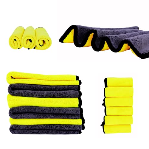 Microfiber Towels for Cars (Pack of 3) - Wash Rags with High GSM, Highly Absorbent, Soft & Lint-Free - Cleaning Rags Cloths for Car Wash Detailing Drying & Home Cleaning Supplies