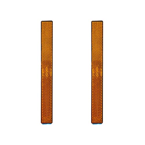 Self-Adhesive Slim Rectangular Reflectors – High-Visibility Reflector for Motorcycles, Cars, Trucks, Trailers (Amber, 2-Pack) - color: 05.Amber – Adhesive | 6.53x0.76x0.19 inch, style: Slim Rectangular