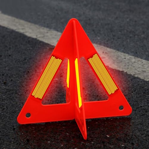 SOLUSTRE 3pcs Reflective Triangle Emergency Warning Signs for Cars Portable Roadside Safety Reflectors Highly Visible Design for Nighttime Use Convenient Storage for Car Trunks