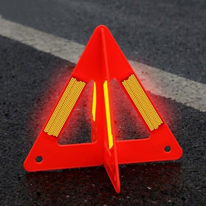 SOLUSTRE 3pcs Reflective Triangle Emergency Warning Signs for Cars Portable Roadside Safety Reflectors Highly Visible Design for Nighttime Use Convenient Storage for Car Trunks