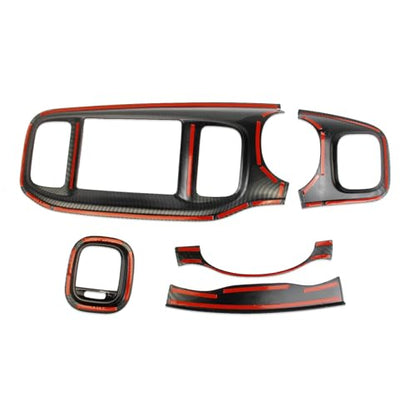 crosselec Carbon Fiber Center Consoles Dashboard Instrument Gauge Cluster Dash Air Vent Panel Kit Cover Trim Garnish Bezel for for Dodge Charger 2015-2023 (red Carbon Fiber) - color: red carbon fiber