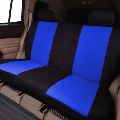 Flying Banner Car Seat Covers Full Set Front Seats and Rear Bench Polyester car seat Protectors Black Gray Purple airbag Compatible Rear Bench Split (Black Blue) - color: Black Blue