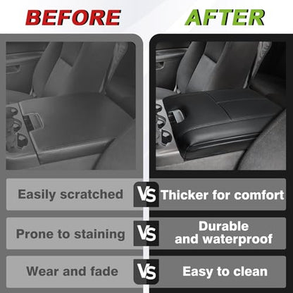 Muslogy Center Console Armrest Cover Fit for Chevy Silverado/Tahoe & GMC Sierra/Yukon 2007-2013 Accessories, Comfort Armrest Pad Console Lid Cushion Vegan Leather 1-Inch Extra Thick(Jump Seat ONLY) - size: 1) 07-13 |Slv&Tahoe&Sra&Yukon| Jump Seat, +Thick