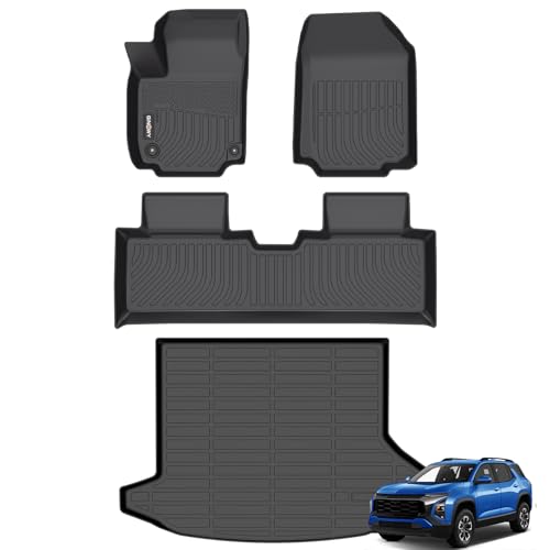 GINOWY- Floor Mats & Cargo Liner for Chevy Equinox 2025 2026 &GMC Terrain 2025 2026, TPE All Weather Equinox Car Mats, Custom Terrain Floor Liners, Non-Slip Trunk Mat, Waterproof Accessories Black - style: 13) for GMC Terrain/Chevy Equinox 2025-2026 Full