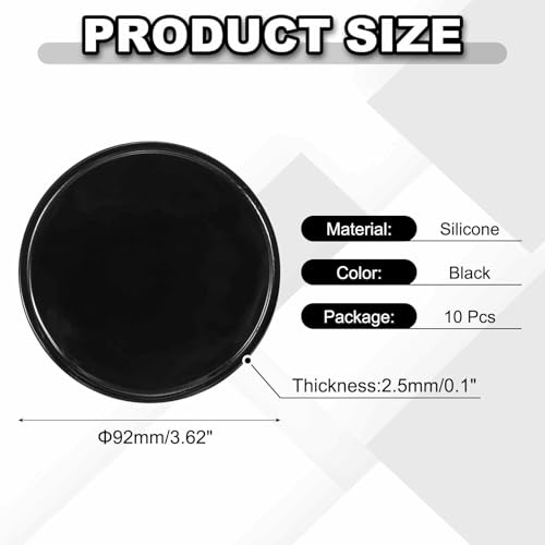 10 Pcs Round Anti-Slip Mat, 3.62" Diameter Phone Grip Pad Non-Slip Silicone Mat Anti-Skid Holder for Phone Keys Sunglasses Electronic Devices, Black - color: Black, size: 3.62"