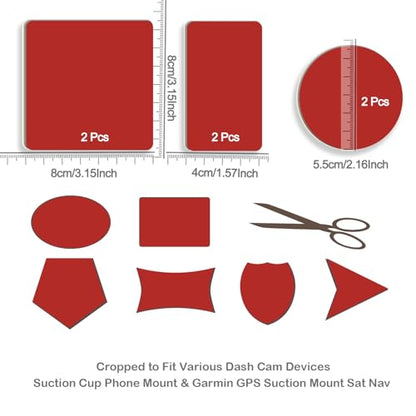 Double-Sided Adhesive Pad and Electrostatic Film for Dash Cam,Customizable,Residue-Free Accessory for Car Windshields, Includes 4 Adhesion Promoter. - color: The Red Double-sided Sticker Adhesive