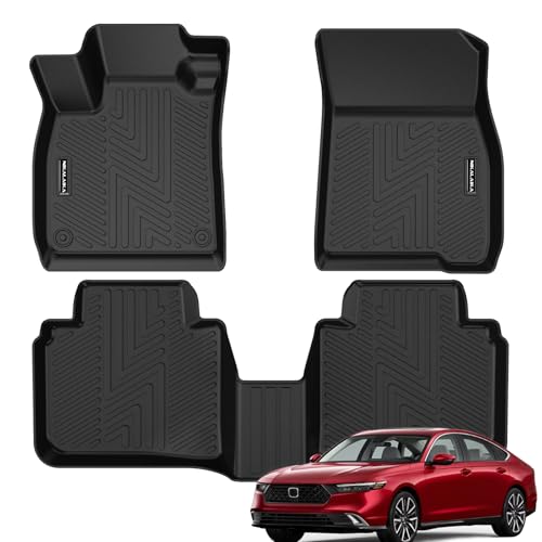 Floor Mats for 2026 2025 2024 2023 Honda Accord (Include Hybrid) All Weather Protection TPE Rubber Floor Liners for Honda Accord 2024 Hybrid Accessories, Odorless Anti-Slip, 1st & 2nd Row, Black - size: 2023-2025 accord floor mats
