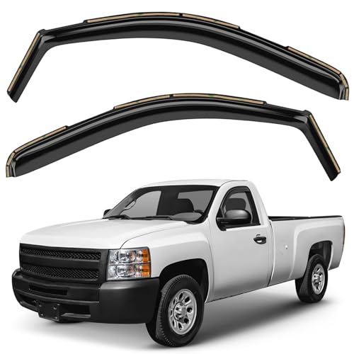 Window Deflectors Smoke Tinted in-Channel Side Window Vent Visor Deflectors Rain Guards Compatible with Silverado 1500 2007-2013 Regular Cab - 2pcs. GW0864 - color: For Silverado 07-13 1500/2500/3500